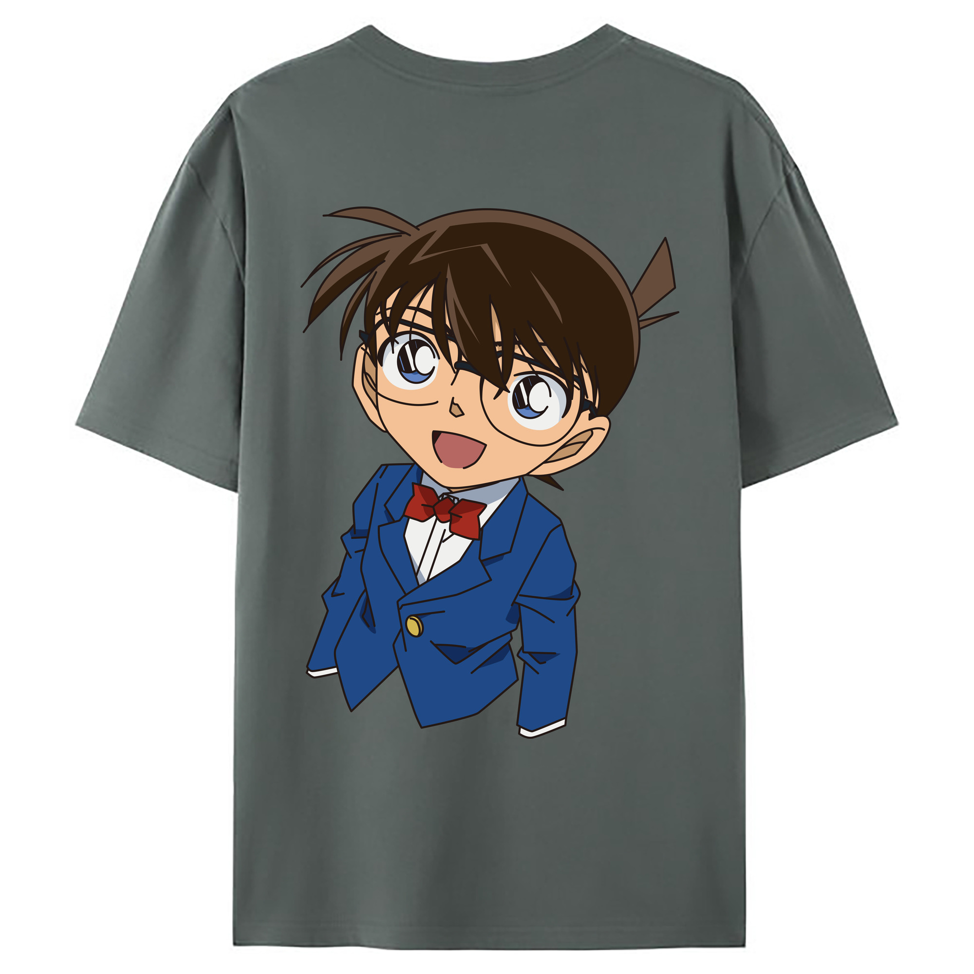 （画像用） 名探偵コナン 江戸川 コナン Detective Conan Conan Edogawa 綿100％ メンズ半袖Tシャツ（バックプリント） 通気性
